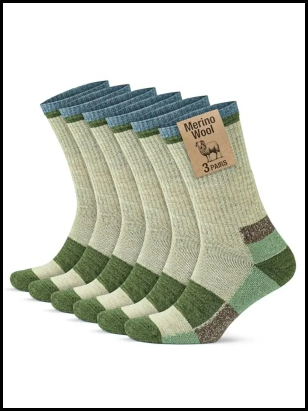 Merino Wool Hiking Socks for Men Women, Full Cushion Thermal Seamless Crew Boot